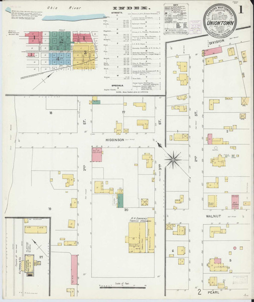 Uniontown Kentucky 1903 - Fire Insurance Index - Old Map Reprint
