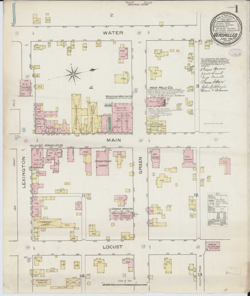 Versailles Kentucky 1886 - Fire Insurance Index - Old Map Reprint