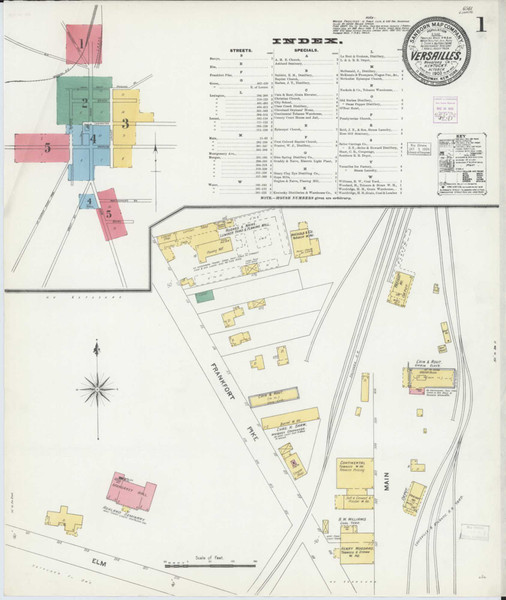 Versailles Kentucky 1903 - Fire Insurance Index - Old Map Reprint