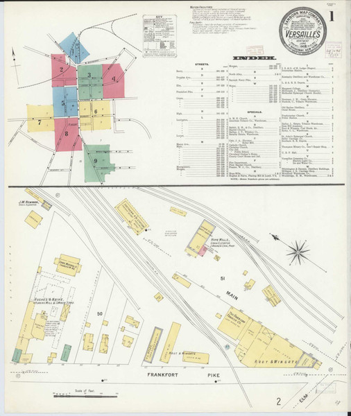 Versailles Kentucky 1908 - Fire Insurance Index - Old Map Reprint