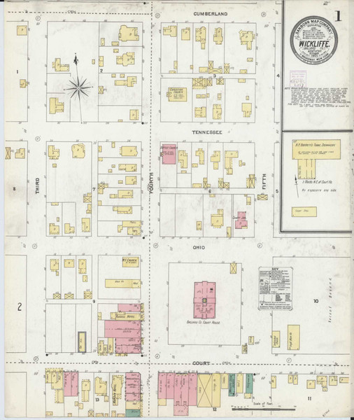 Wickliffe Kentucky 1905 - Fire Insurance Index - Old Map Reprint