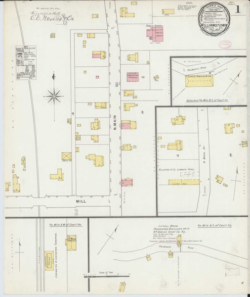 Williamstown Kentucky 1895 - Fire Insurance Index - Old Map Reprint
