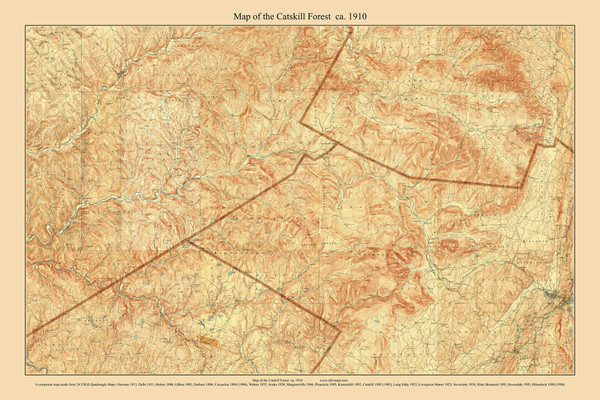 Catskill Forest 1910 - Custom USGS Old Topo Map - New York - Catskills