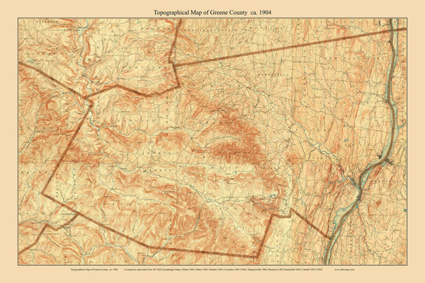 Greene County 1904 - Custom USGS Old Topo Map - New York - Catskills