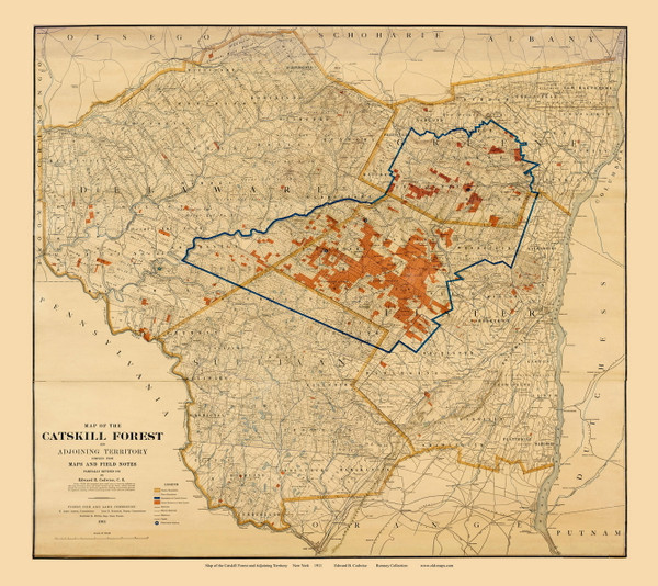 Map of the Catskill Forest and Adjoining Territory 1911 Catskills - Old Map Reprint - NY Regionals