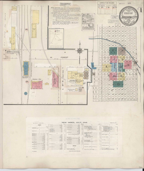 Brigham City Utah 1949 - Fire Insurance Index - Old Map Reprint