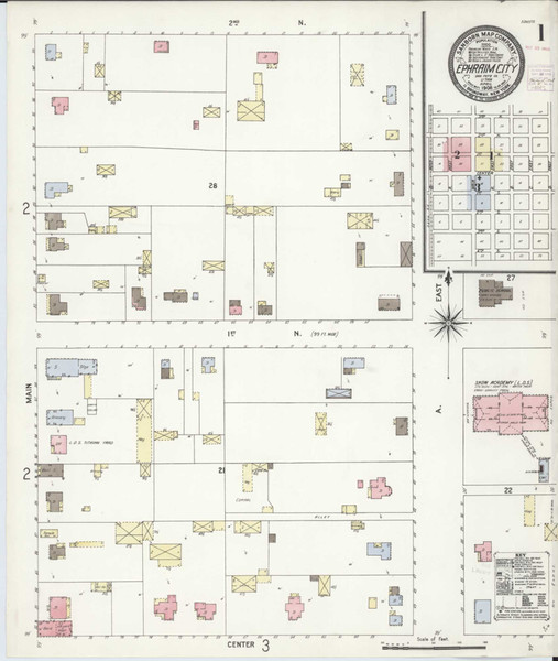Ephraim Utah 1908 - Fire Insurance Index - Old Map Reprint