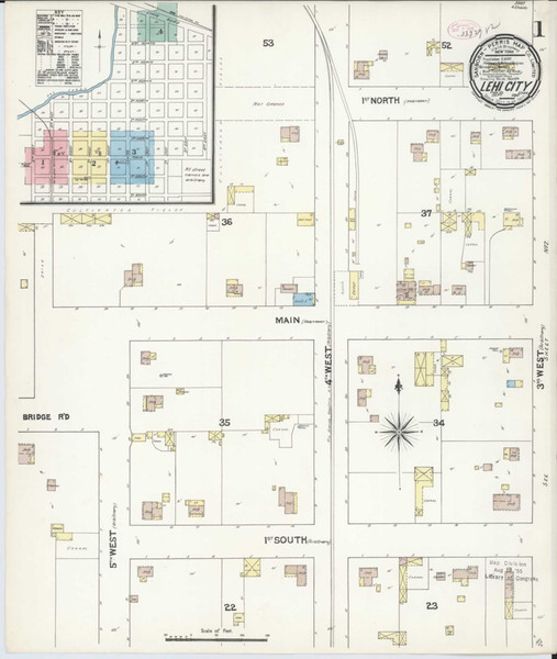 Lehi Utah 1890 - Fire Insurance Index - Old Map Reprint