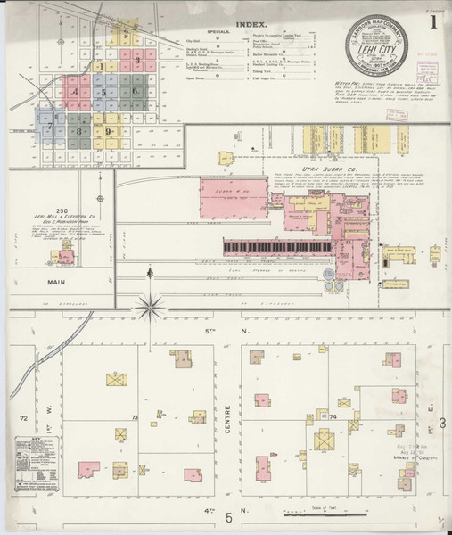 Lehi Utah 1907 - Fire Insurance Index - Old Map Reprint