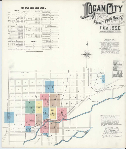 Logan Utah 1890 - Fire Insurance Index - Old Map Reprint