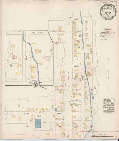 Ophir Utah 1922 - Fire Insurance Index - Old Map Reprint