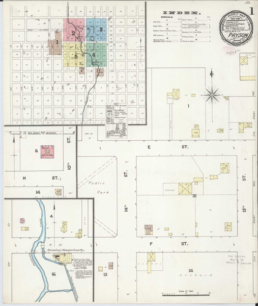 Payson Utah 1890 - Fire Insurance Index - Old Map Reprint