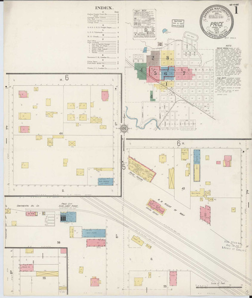 Price Utah 1917 - Fire Insurance Index - Old Map Reprint