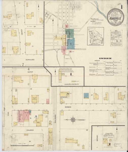 Abbeville Georgia 1913 - Fire Insurance Index - Old Map Reprint