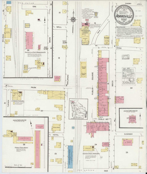 Adairsville Georgia 1916 - Fire Insurance Index - Old Map Reprint