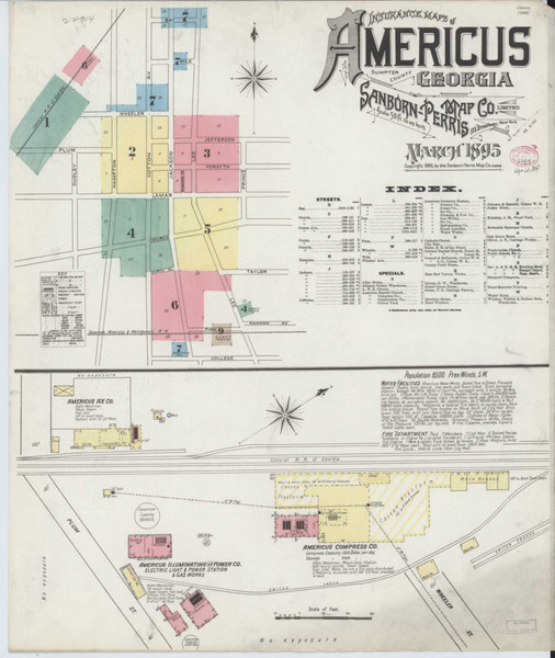 Americus Georgia 1895 - Fire Insurance Index - Old Map Reprint