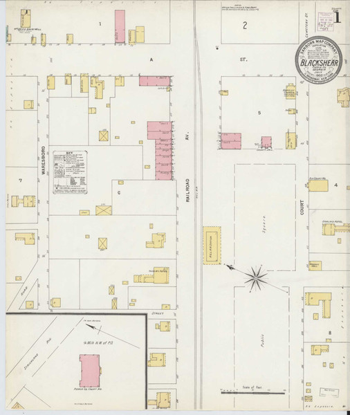 Blackshear Georgia 1903 - Fire Insurance Index - Old Map Reprint