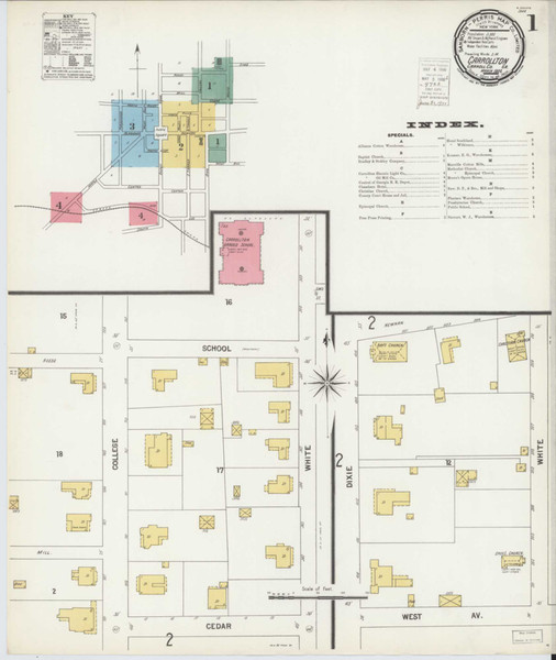 Carrollton Georgia 1900 - Fire Insurance Index - Old Map Reprint