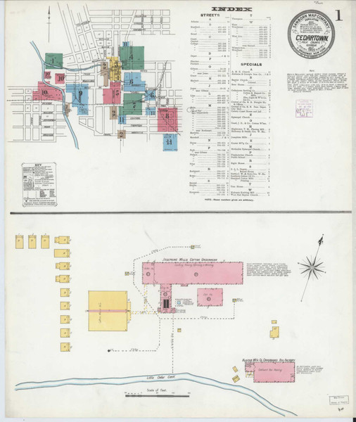 Cedartown Georgia 1905 - Fire Insurance Index - Old Map Reprint