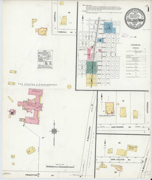 College Park Georgia 1911 - Fire Insurance Index - Old Map Reprint