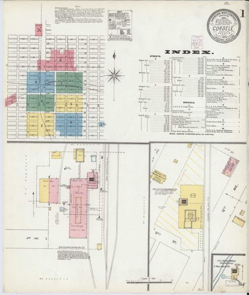 Cordele Georgia 1903 - Fire Insurance Index - Old Map Reprint