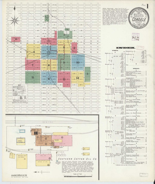 Cordele Georgia 1908 - Fire Insurance Index - Old Map Reprint