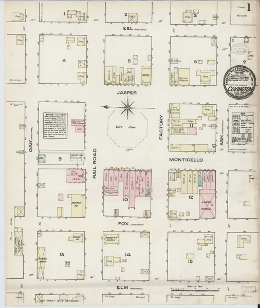 Covington Georgia 1884 - Fire Insurance Index - Old Map Reprint
