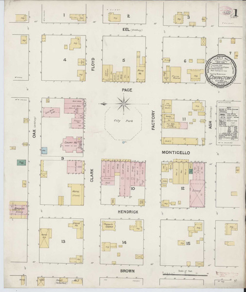 Covington Georgia 1890 - Fire Insurance Index - Old Map Reprint