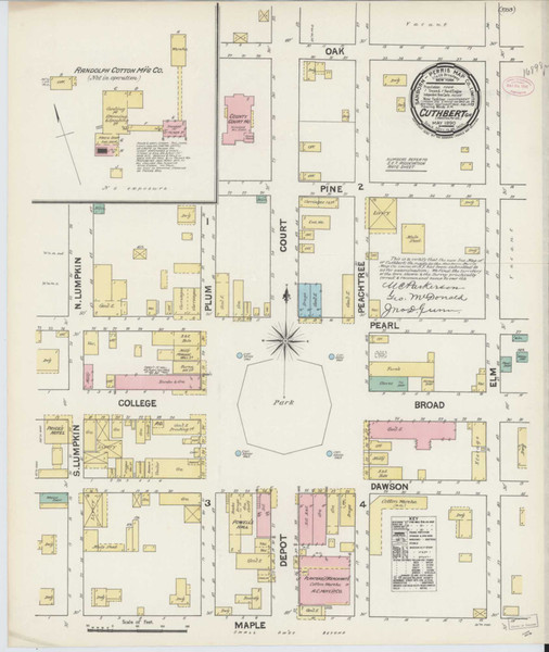 Cuthbert Georgia 1890 - Fire Insurance Index - Old Map Reprint