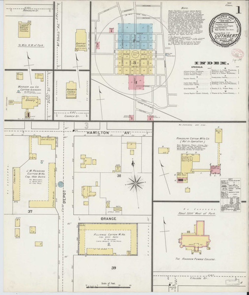 Cuthbert Georgia 1895 - Fire Insurance Index - Old Map Reprint