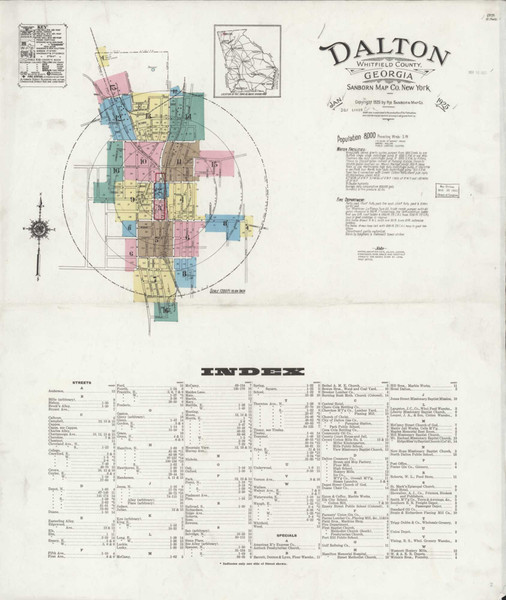 Dalton Georgia 1925 - Fire Insurance Index - Old Map Reprint