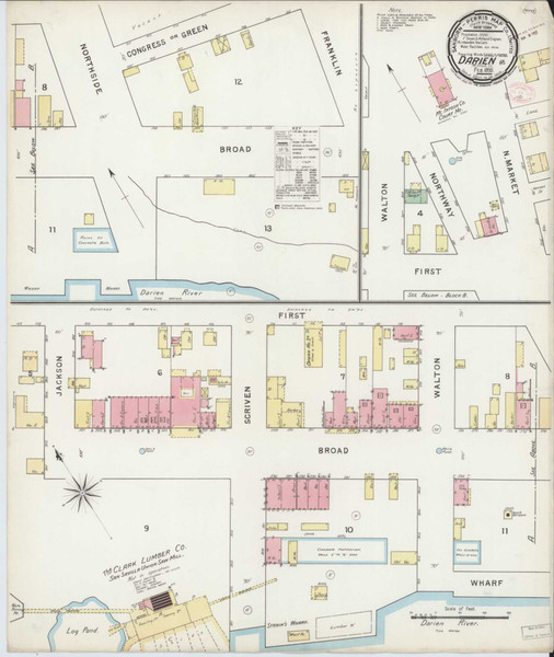 Darien Georgia 1895 - Fire Insurance Index - Old Map Reprint