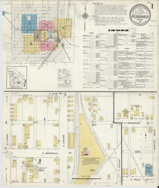 Fitzgerald Georgia 1915 - Fire Insurance Index - Old Map Reprint