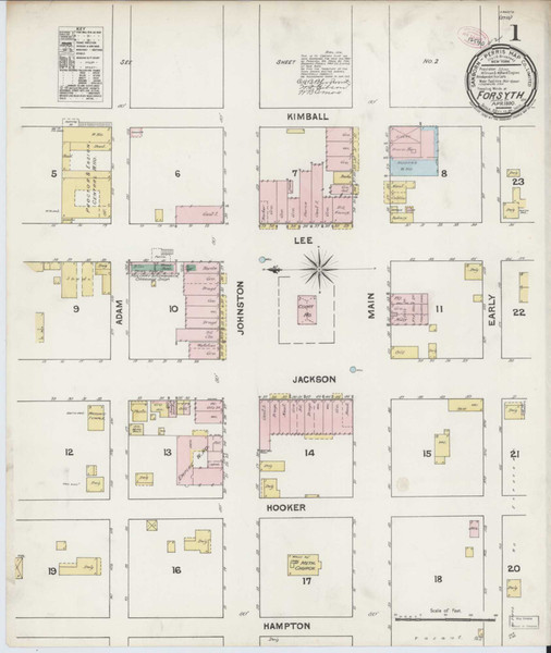 Forsyth Georgia 1890 - Fire Insurance Index - Old Map Reprint
