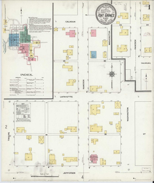 Fort Gaines Georgia 1911 - Fire Insurance Index - Old Map Reprint