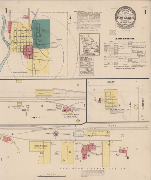 Fort Gaines Georgia 1922 - Fire Insurance Index - Old Map Reprint