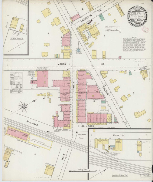 Fort Valley Georgia 1895 - Fire Insurance Index - Old Map Reprint