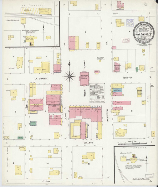 Greenville Georgia 1908 - Fire Insurance Index - Old Map Reprint