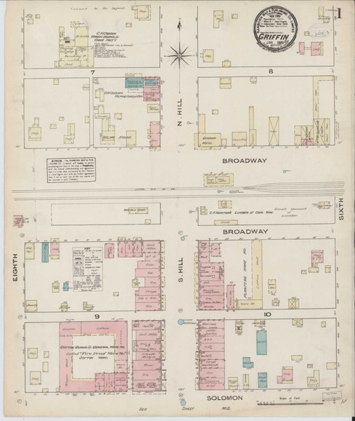 Griffin Georgia 1885 - Fire Insurance Index - Old Map Reprint