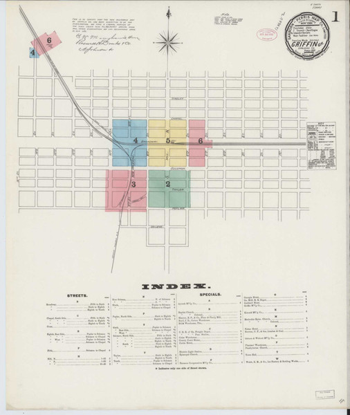 Griffin Georgia 1890 - Fire Insurance Index - Old Map Reprint