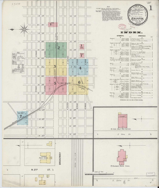 Griffin Georgia 1895 - Fire Insurance Index - Old Map Reprint