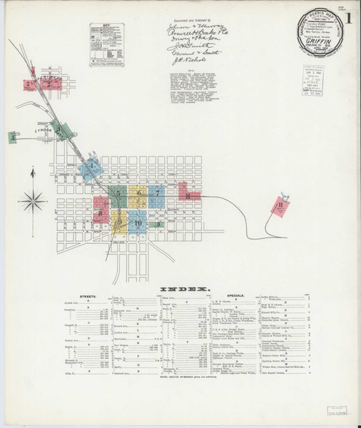 Griffin Georgia 1900 - Fire Insurance Index - Old Map Reprint