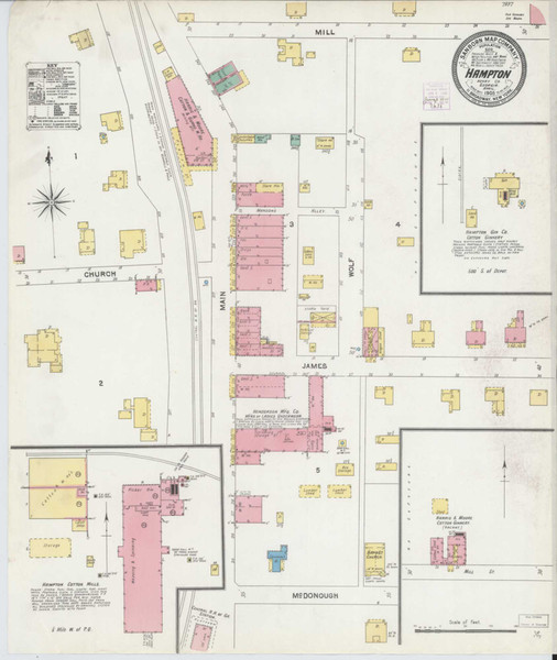 Hampton Georgia 1905 - Fire Insurance Index - Old Map Reprint