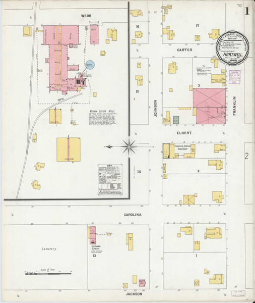 Hartwell Georgia 1901 - Fire Insurance Index - Old Map Reprint