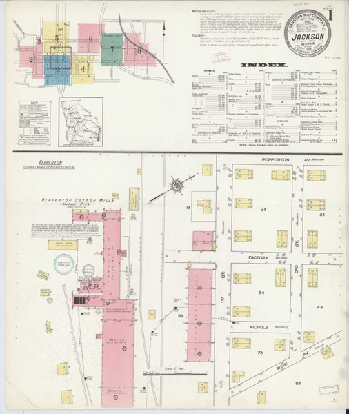 Jackson Georgia 1913 - Fire Insurance Index - Old Map Reprint