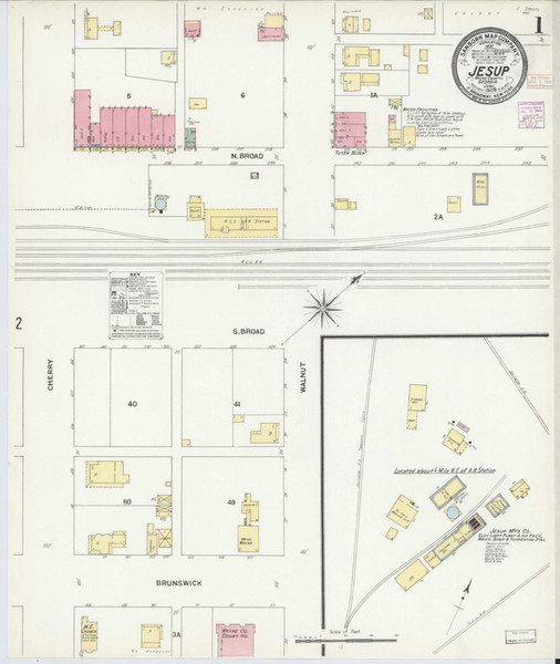 Jesup Georgia 1908 - Fire Insurance Index - Old Map Reprint