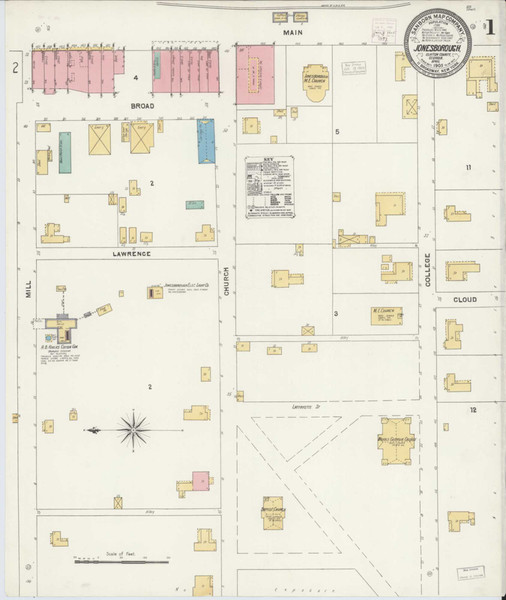 Jonesboro Georgia 1905 - Fire Insurance Index - Old Map Reprint