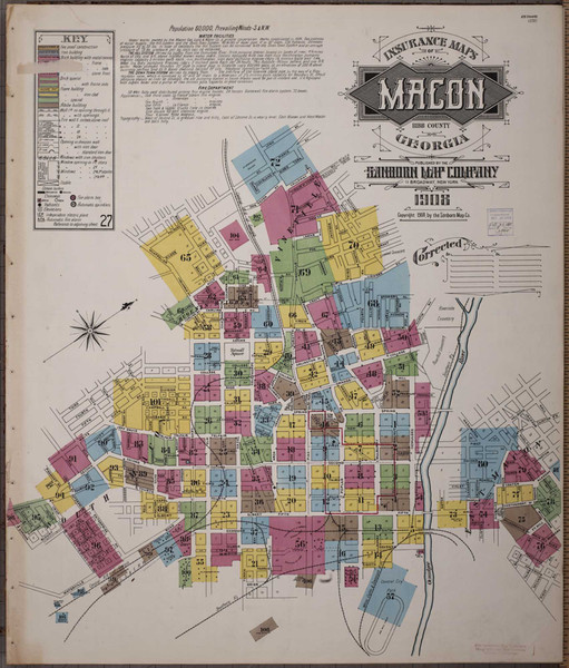 Macon Georgia 1908 - Fire Insurance Index - Old Map Reprint