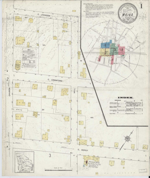 Meigs Georgia 1913 - Fire Insurance Index - Old Map Reprint