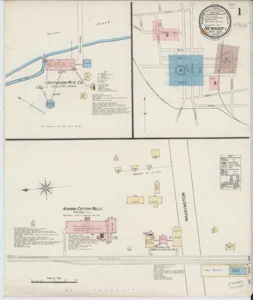 Newnan Georgia 1889 - Fire Insurance Index - Old Map Reprint